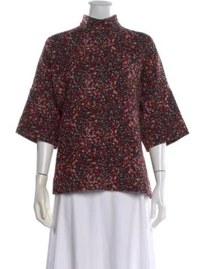 Pre-owned Akris Punto Patterned Mock Neck Sweater In Red