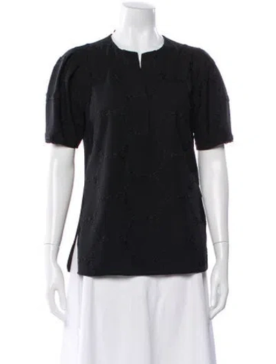Pre-owned Akris Punto Patterned V-neck Blouse In Black