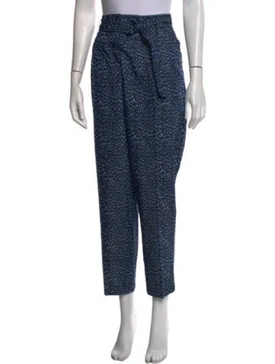 Pre-owned Akris Punto Patterned Wide Leg Pants In Blue