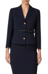 Akris Punto Pebble Crepe Belted Jacket In Navy