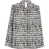 Akris Punto People Print Silk Crêpe De Chine Button-up Shirt In Cream-black