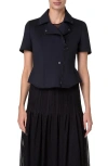 Akris Punto Short-sleeve Fitted Neoprene Biker Jacket In Black