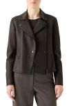 Akris Punto Pin Dot Lambskin Leather Biker Jacket In Brown