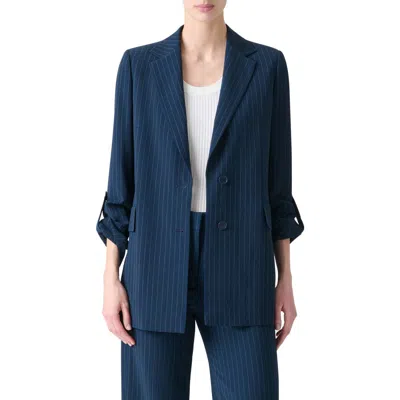 Akris Punto Pinstripe Cool Wool Blend Crepe Blazer