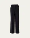 Akris Punto Pinstripe Straight Wool Trousers In Black-cream