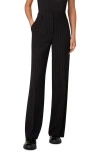 Akris Punto Pinstripe Wool Blend Crepe Pants In Black-cream