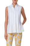 AKRIS PUNTO AKRIS PUNTO PINTUCK SLEEVELESS COTTON BUTTON-UP SHIRT