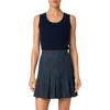 Akris Punto Piped Scoop Neck Virgin Merino Wool Rib Sweater Tank In Navy-sea Green