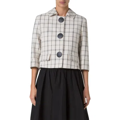 Akris Punto Plaid Crop Jacket In Cashew-black