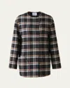 Akris Punto Plaid Double-face Wool Coat In Black