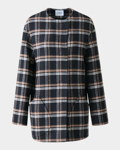 AKRIS PUNTO PLAID DOUBLE-FACE WOOL COAT