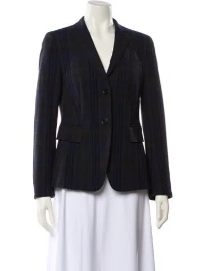 Pre-owned Akris Punto Plaid Print Blazer In Black