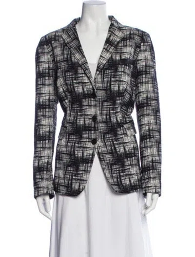 Pre-owned Akris Punto Plaid Print Blazer In Black