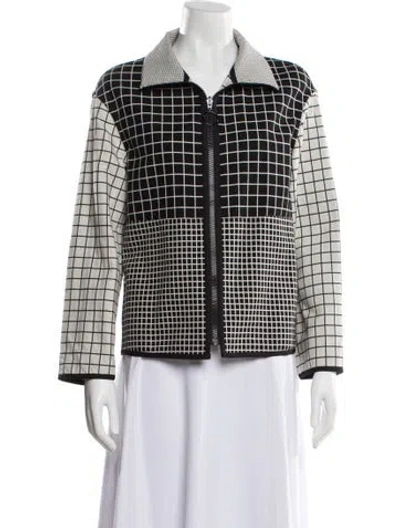 Pre-owned Akris Punto Plaid Print Blazer In Black
