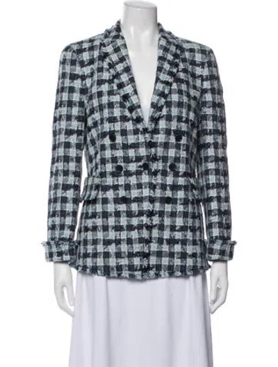 Pre-owned Akris Punto Plaid Print Blazer In Blue