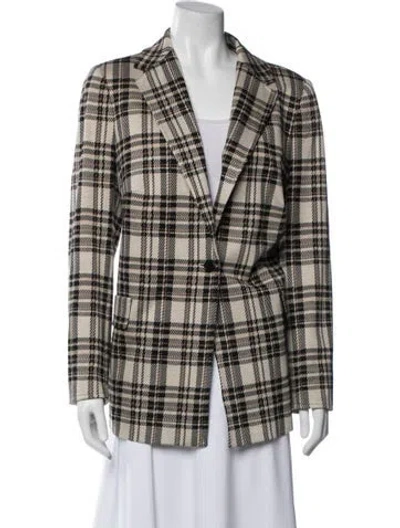 Pre-owned Akris Punto Plaid Print Blazer In Brown