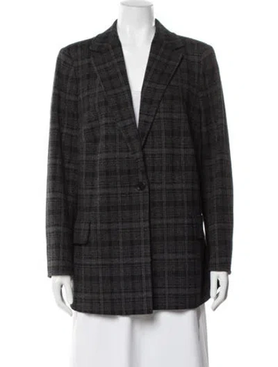 Pre-owned Akris Punto Plaid Print Blazer In Gray