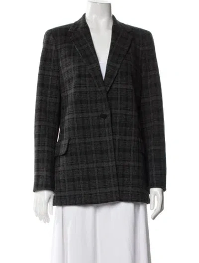 Pre-owned Akris Punto Plaid Print Blazer In Gray