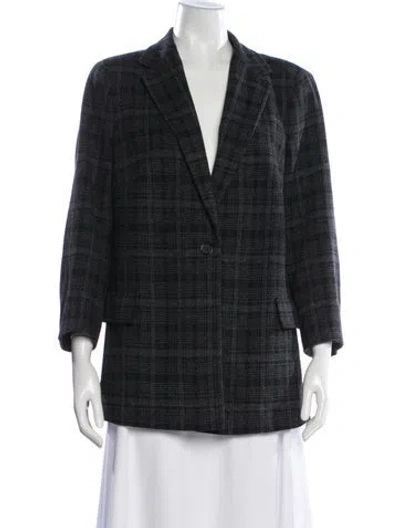 Pre-owned Akris Punto Plaid Print Blazer In Gray