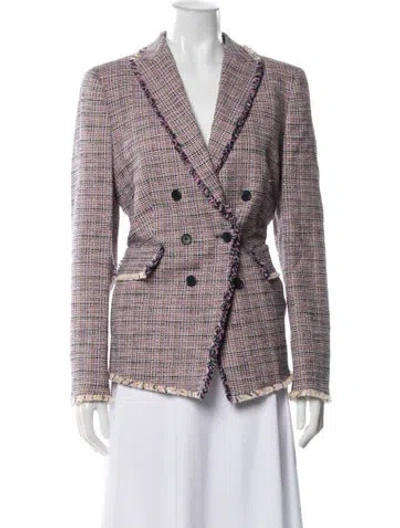 Pre-owned Akris Punto Plaid Print Blazer In Purple