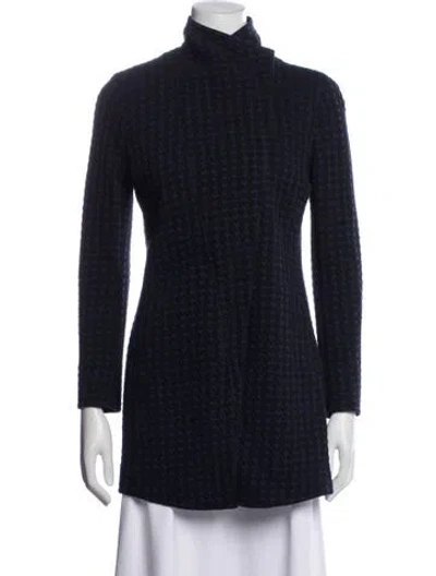 Pre-owned Akris Punto Plaid Print Coat In Blue