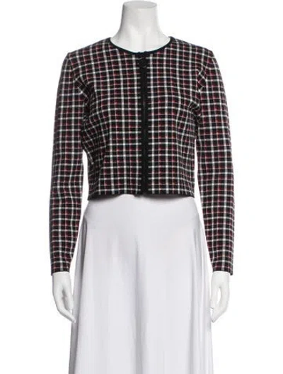 Pre-owned Akris Punto Plaid Print Jacket In Black/red/white