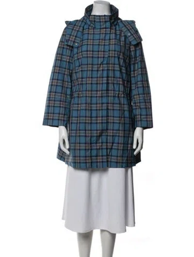 Pre-owned Akris Punto Plaid Print Jacket In Blue