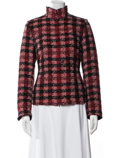 Pre-owned Akris Punto Plaid Print Jacket In Red