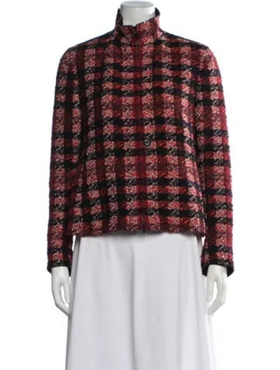 Pre-owned Akris Punto Plaid Print Jacket In Red