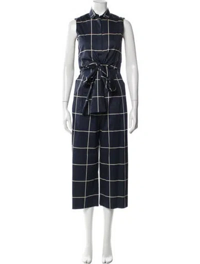 Pre-owned Akris Punto Plaid Print Jumpsuit In Blue
