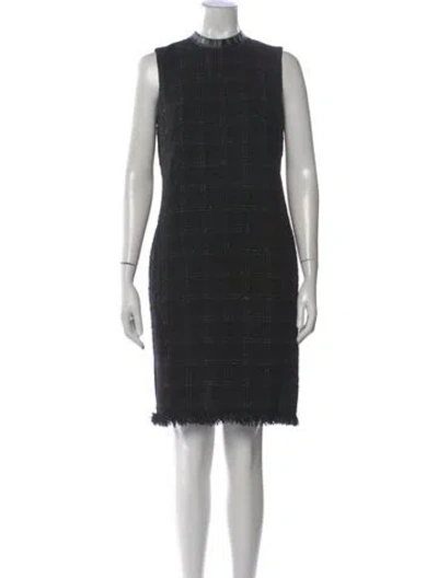 Pre-owned Akris Punto Plaid Print Knee-length Dress In Black