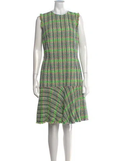 Pre-owned Akris Punto Plaid Print Knee-length Dress In Blue