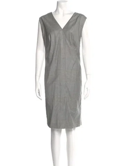Pre-owned Akris Punto Plaid Print Knee-length Dress In Gray