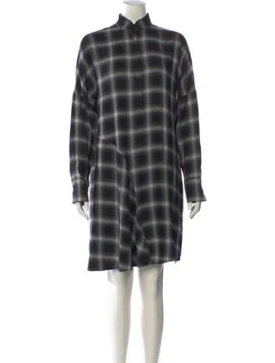 Pre-owned Akris Punto Plaid Print Knee-length Dress In Gray