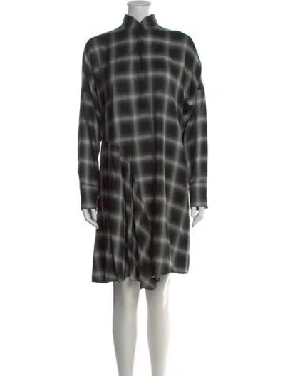 Pre-owned Akris Punto Plaid Print Knee-length Dress In Gray