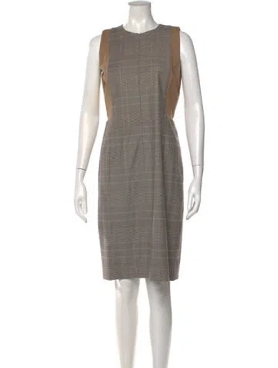 Pre-owned Akris Punto Plaid Print Knee-length Dress In Gray