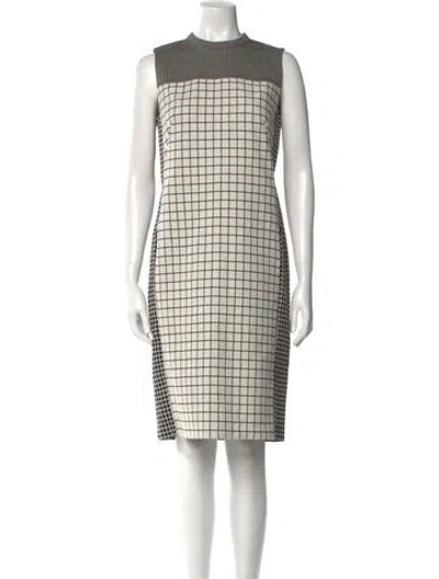 Pre-owned Akris Punto Plaid Print Knee-length Dress In Neutral