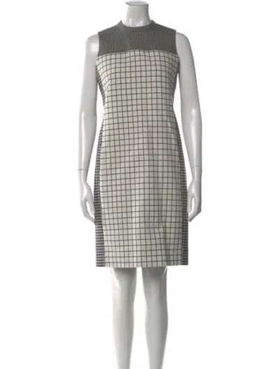 Pre-owned Akris Punto Plaid Print Knee-length Dress In White