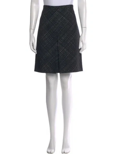 Pre-owned Akris Punto Plaid Print Knee-length Skirt In Black