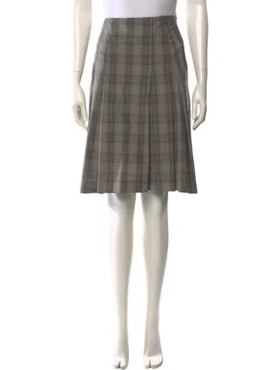 Pre-owned Akris Punto Plaid Print Knee-length Skirt In Gray