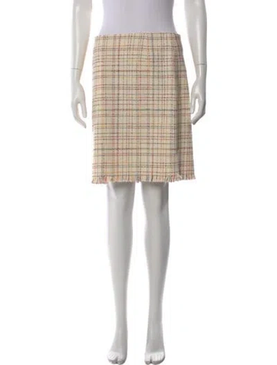 Pre-owned Akris Punto Plaid Print Knee-length Skirt In Neutral
