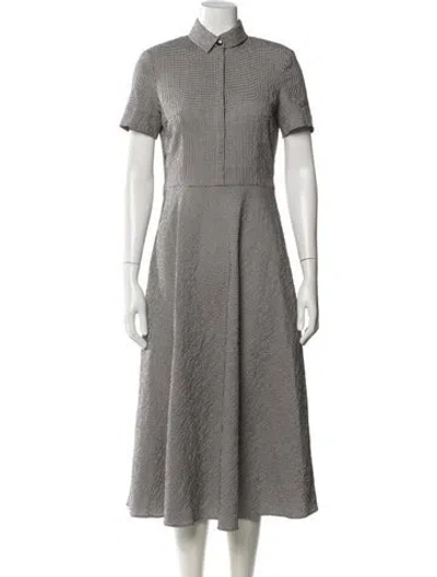 Pre-owned Akris Punto Plaid Print Midi Length Dress In Black