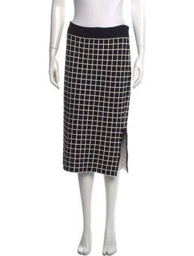 Pre-owned Akris Punto Plaid Print Midi Length Skirt In Black