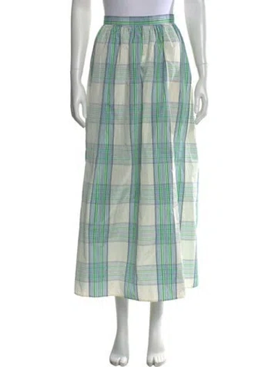 Pre-owned Akris Punto Plaid Print Midi Length Skirt In Blue