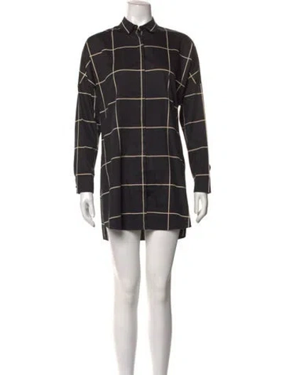 Pre-owned Akris Punto Plaid Print Mini Dress In Black/white