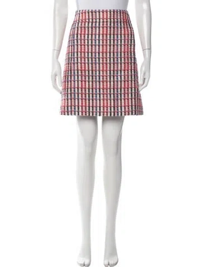 Pre-owned Akris Punto Plaid Print Mini Skirt In Red