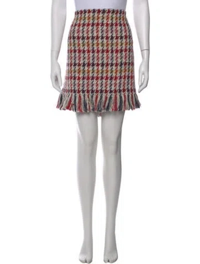 Pre-owned Akris Punto Plaid Print Mini Skirt In Yellow