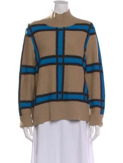 Pre-owned Akris Punto Plaid Print Mock Neck Sweater In Multi