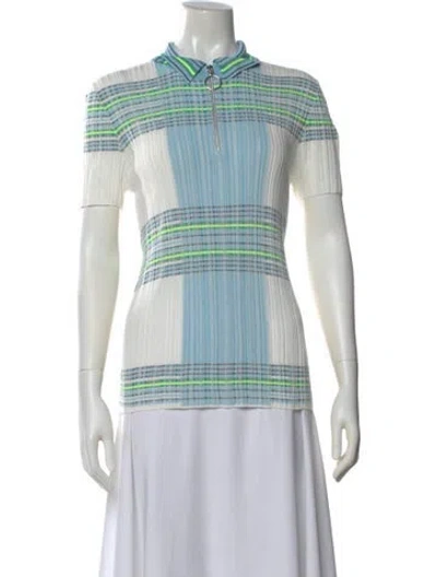 Pre-owned Akris Punto Plaid Print Short Sleeve Polo W/ Tags In White
