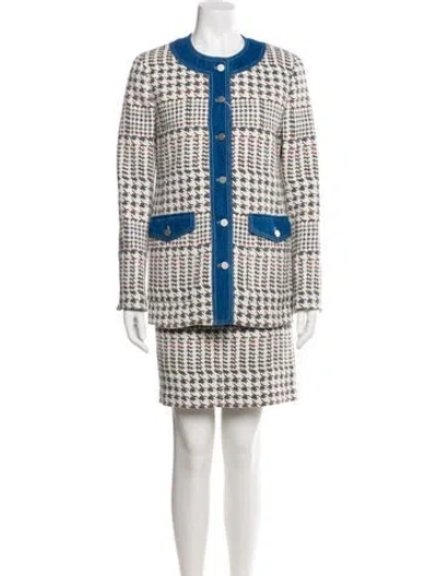 Pre-owned Akris Punto Plaid Print Skirt Set In Neutral